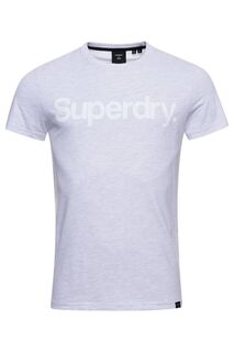 Футболка с овальным вырезом и логотипом Superdry, серый