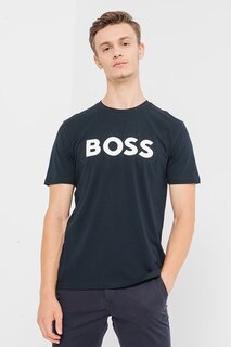 Хлопковая футболка Thinking с логотипом Boss, белый