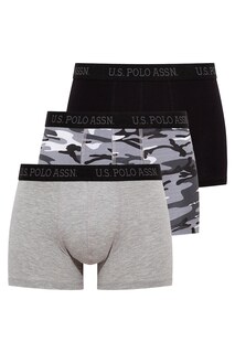 Боксеры с принтом, 3 пары U S Polo Assn , черный