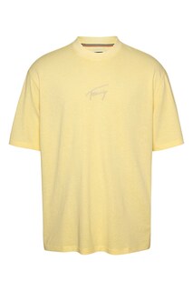 Хлопковая футболка оверсайз с логотипом Tommy Jeans, желтый