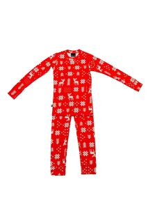 Длинная пижама с рождественским узором Familysta, красный