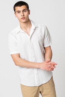 Льняная рубашка с короткими рукавами Esprit, белый