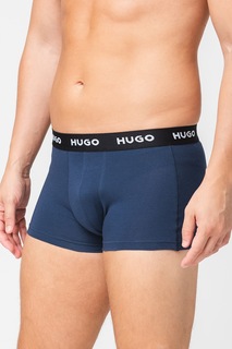 Боксеры с логотипом - 3 пары Hugo, синий