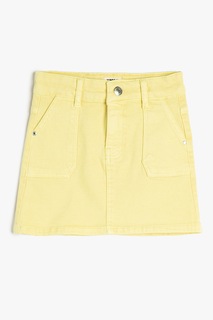 Джинсовая короткая юбка с боковыми карманами Koton, желтый