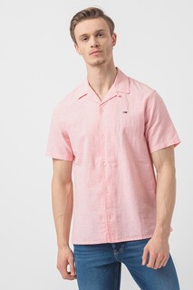 Рубашка из органического хлопка и льна Tommy Jeans, розовый