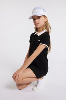 Платье с воротником и логотипом Boss Kidswear, черный