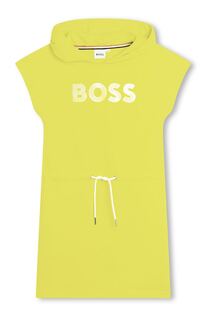 Платье с капюшоном и косыми карманами Boss Kidswear, желтый