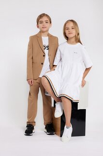 Укороченное платье с логотипом Boss Kidswear, белый