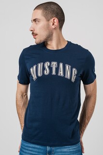Хлопковая футболка с логотипом Mustang, синий