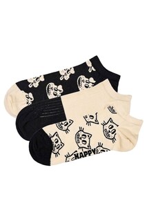 Носки до щиколотки — 3 пары Happy Socks, черный