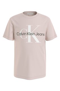 Хлопковая футболка с логотипом Calvin Klein, розовый