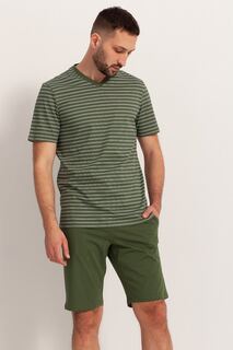 Полосатая хлопковая пижама Sofiaman, зеленый
