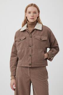 Джинсовая куртка с плюшевым воротником Finn Flare, коричневый