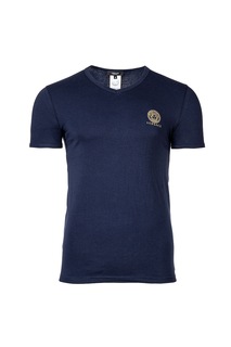 Домашняя футболка со шпицем и логотипом Versace, синий
