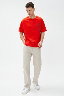 Хлопковая футболка с надписью Koton, красный