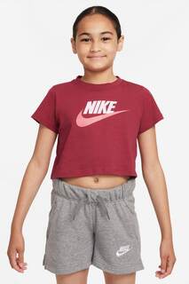 Короткая хлопковая футболка с логотипом Nike, красный