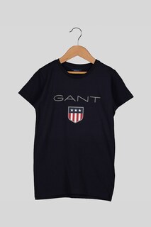 Хлопковая футболка с логотипом Gant, синий