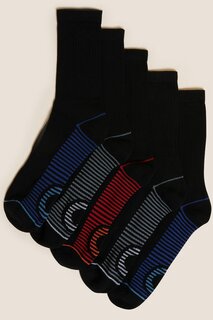 Длинные полосатые носки - 5 пар Marks &amp; Spencer, черный