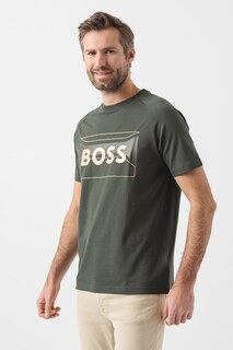 Футболка из хлопка и логотипа Boss, зеленый
