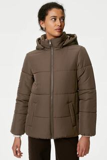 Зимняя куртка со съемным капюшоном Marks &amp; Spencer, коричневый
