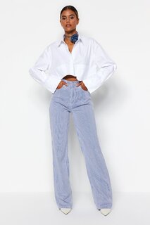 Полосатые широкие джинсы Trendyol, белый