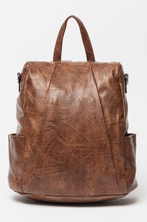 Рюкзак из экокожи с карманами Francesca Rossi, коричневый