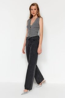 Широкие джинсы со средней талией Trendyol, серый
