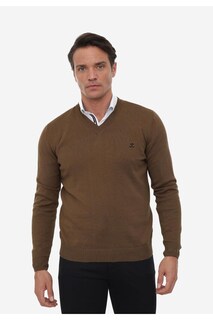 Хлопковый свитер с заостренным воротником Sir Raymond Tailor, коричневый