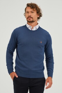 Хлопковый свитер тонкой вязки Giorgio Di Mare, индиго