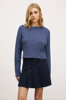 Короткий свитер с узором «восьмерка» Motivi, синий