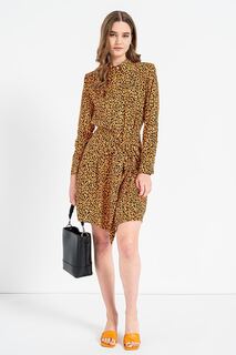 Платье-Рубашка с животным принтом и узлом Karl Lagerfeld, черный