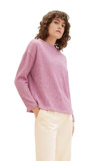 Рельефный пуловер с заниженными рукавами Tom Tailor, розовый