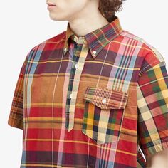 Engineered Garments Рубашка на пуговицах с короткими рукавами Popover, красный