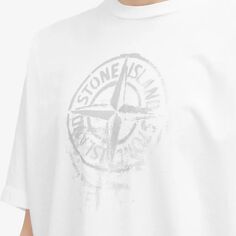 Stone Island Светоотражающая футболка с принтом, белый