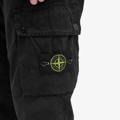 Stone Island Брюки-карго из хлопковой парусины с начесом, черный