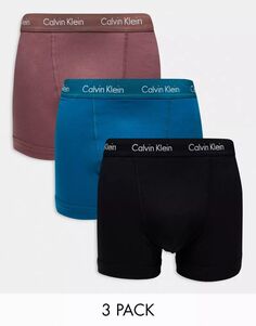 Комплект из трех эластичных хлопковых трусов Calvin Klein разных цветов