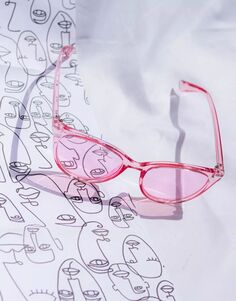 Прозрачные розовые мини-элегантные солнцезащитные очки «кошачий глаз» Sugar + Style Sugar + Style London
