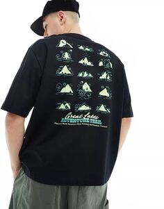ONLY &amp; SONS – футболка оверсайз черного цвета с небольшим горным принтом на спине