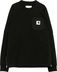 Футболка Sacai x Carhartt WIP Long-Sleeve &apos;Black&apos;, черный