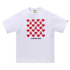 Футболка BAPE Heart Pattern Box &apos;White&apos;, белый