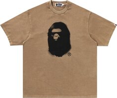 Футболка BAPE Spray Ape Head Garment Dyed Relaxed Fit &apos;Beige&apos;, загар