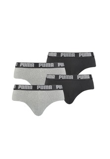 Боксеры Puma Boxershorts PUMA BASIC BRIEF 4P, цвет 691 - dark grey melange / black