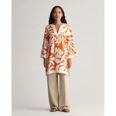 Блуза Gant Rel Palm Print Caftan Long, оранжевый