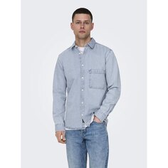 Рубашка с длинным рукавом Only &amp; Sons Benny Reg Chambray, синий