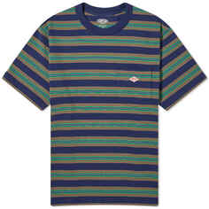 Футболка Danton Stripe Pocket, темно-синий/светло-зеленый