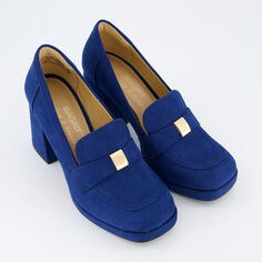 Темно-синие туфли-лоферы на каблуке Bagatt