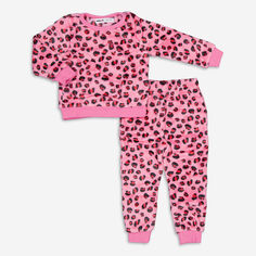 Розовая плюшевая пижама с леопардовым принтом Minoti