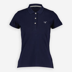 Темно-синяя рубашка-поло с вышитым логотипом Gant