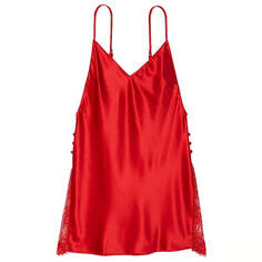 Ночная сорочка Victoria&apos;s Secret Satin Plunge Lace Inset, красный