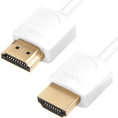 Кабель интерфейсный HDMI-HDMI GCR GCR-51480 SLIM 0.5m, 2.0, белый, OD3.8mm, HDR 4:2:0, Ultra HD, 4K 60 fps 60Hz, 3D, AUDIO, 18.0 Гбит/с, 32/32 AWG